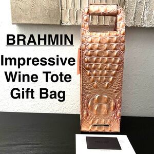 Brahmin Wine Tote APRICOT ROSE MELBOURNE Gift Bag For Spirits Champagne